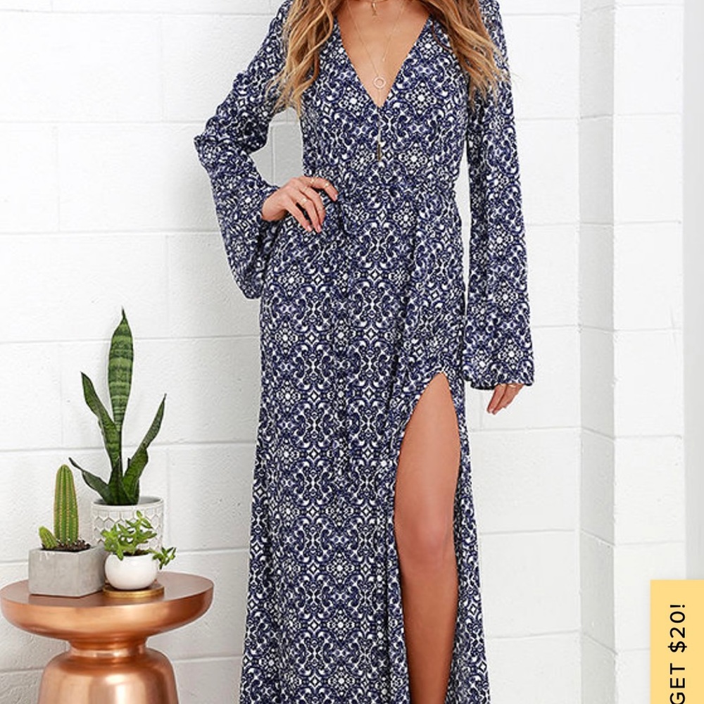 Lulus Mandala Daydream Blue Print Maxi Dress